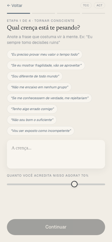 Exercício de flexibilização de crenças
