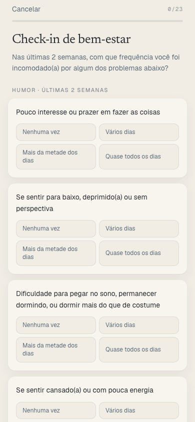 Questionário de check-in